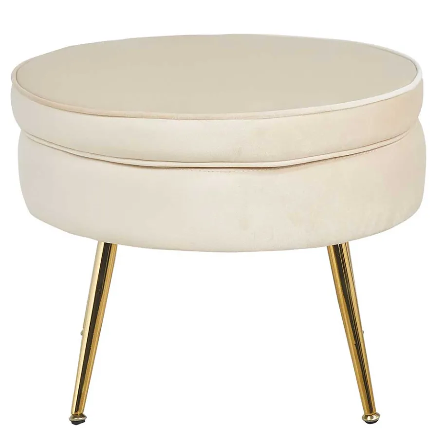 Discount Wohnen Hocker in Beige Samtbezug - Mamba
