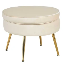 Discount Wohnen Hocker in Beige Samtbezug - Mamba