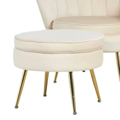 Discount Wohnen Hocker in Beige Samtbezug - Mamba