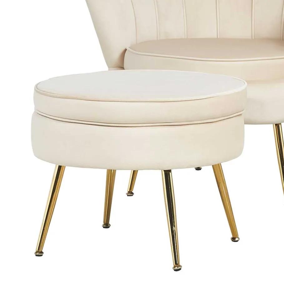 Discount Wohnen Hocker in Beige Samtbezug - Mamba