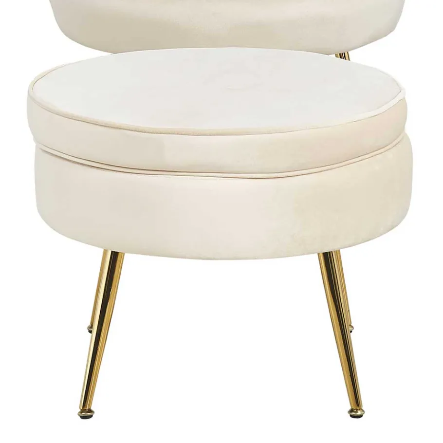 Discount Wohnen Hocker in Beige Samtbezug - Mamba