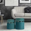 Clearance Wohnen Hocker in Blau Petrol mit Silber - Beanca (zweiteilig)