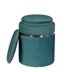 Clearance Wohnen Hocker in Blau Petrol mit Silber - Beanca (zweiteilig)
