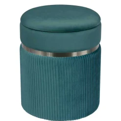 Clearance Wohnen Hocker in Blau Petrol mit Silber - Beanca (zweiteilig)