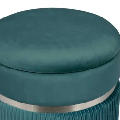 Clearance Wohnen Hocker in Blau Petrol mit Silber - Beanca (zweiteilig)