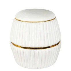 New Wohnen Hocker in Cremeweiß mit Gold - Josue