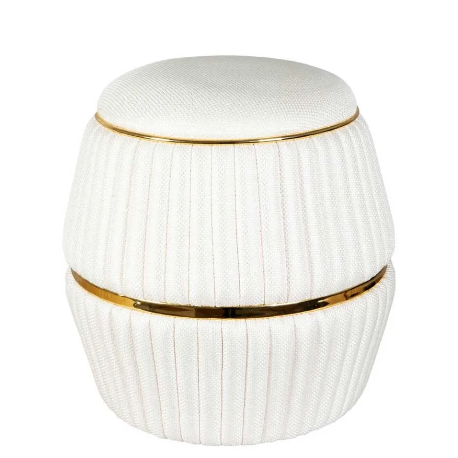 New Wohnen Hocker in Cremeweiß mit Gold - Josue