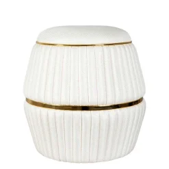 New Wohnen Hocker in Cremeweiß mit Gold - Josue