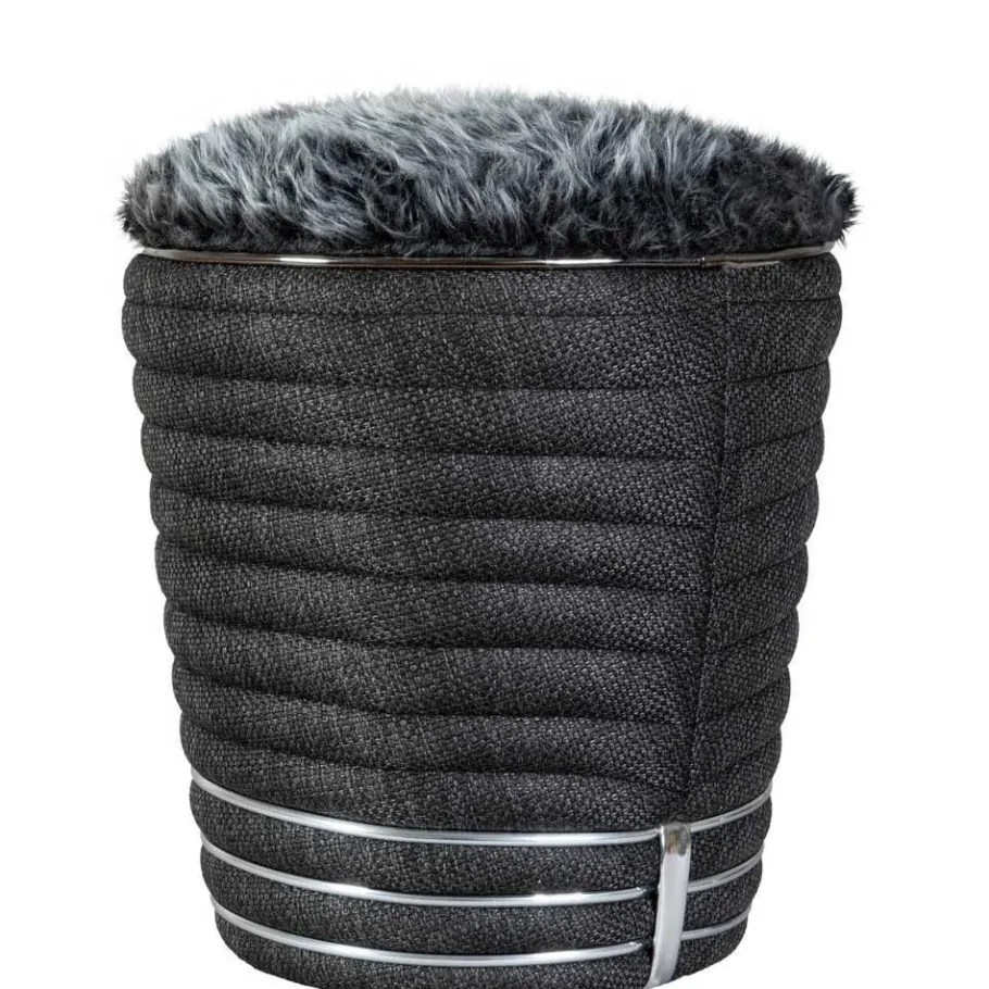 New Wohnen Hocker in Dunkelgrau und Anthrazit und Silber - Apollo