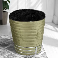 Clearance Wohnen Hocker in Schwarz und Oliv Grün und Silber - Egeta