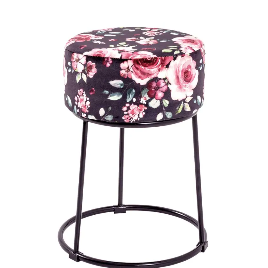 Hot Wohnen Hocker mit Samt Rosen Motiv - Henrics