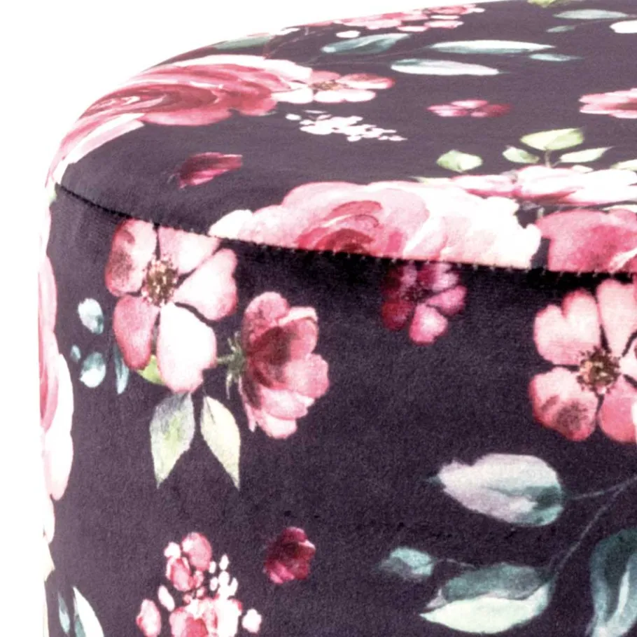 Hot Wohnen Hocker mit Samt Rosen Motiv - Henrics