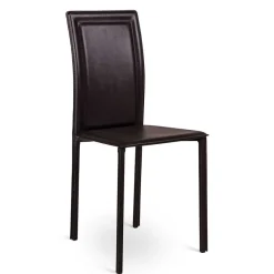 Sale Wohnen Hohe Esszimmerstühle mit dunkelbraunem Kunstleder Edina & Metall (4er Set)