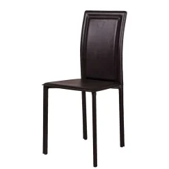 Sale Wohnen Hohe Esszimmerstühle mit dunkelbraunem Kunstleder Edina & Metall (4er Set)