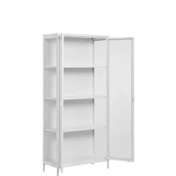 Online Wohnen Hohe Vitrine aus Stahl in Weiß - Sancrez