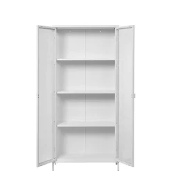 Online Wohnen Hohe Vitrine aus Stahl in Weiß - Sancrez