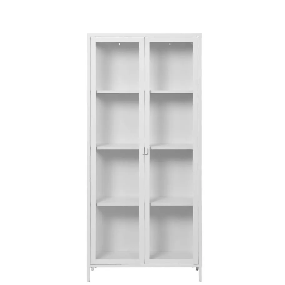 Online Wohnen Hohe Vitrine aus Stahl in Weiß - Sancrez