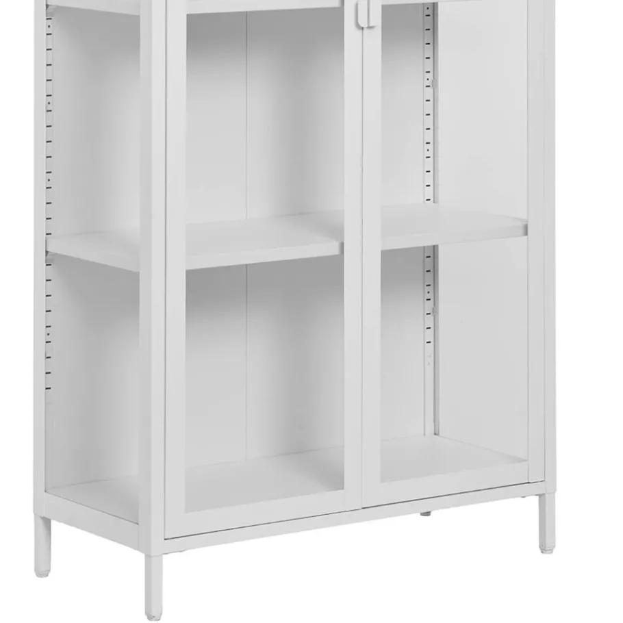 Online Wohnen Hohe Vitrine aus Stahl in Weiß - Sancrez