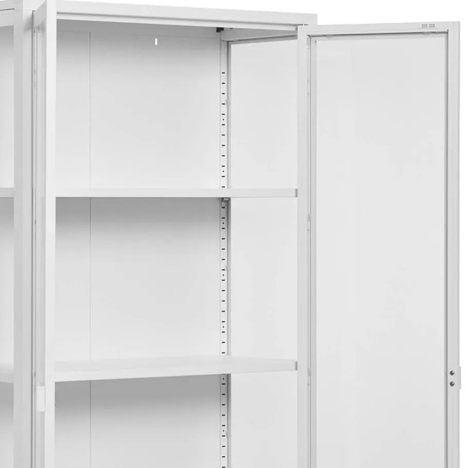 Online Wohnen Hohe Vitrine aus Stahl in Weiß - Sancrez