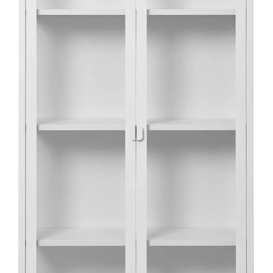 Online Wohnen Hohe Vitrine aus Stahl in Weiß - Sancrez