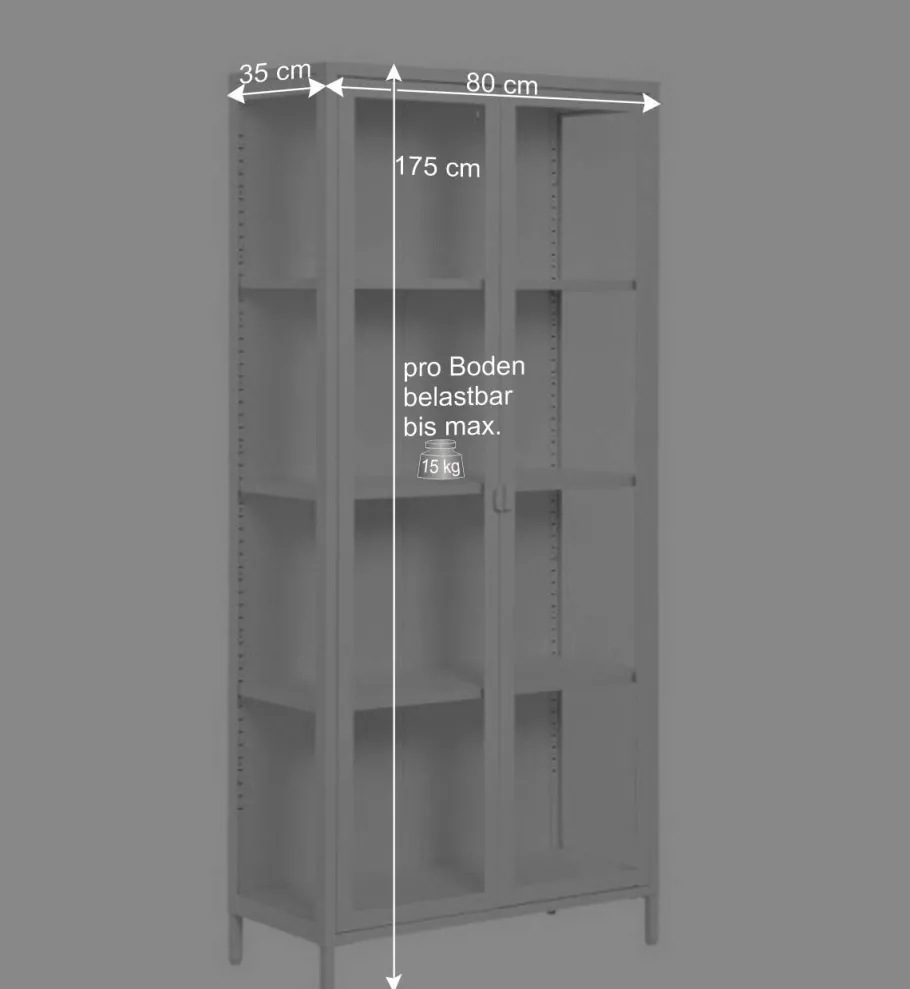 Online Wohnen Hohe Vitrine aus Stahl in Weiß - Sancrez