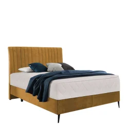 Best Wohnen Hohes Boxspringbett in Senfgelb Velours - Ejulia