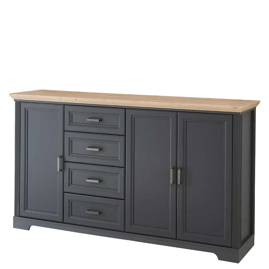 Outlet Wohnen Hohes Sideboard in Dunkelgrau & Eiche - Joe