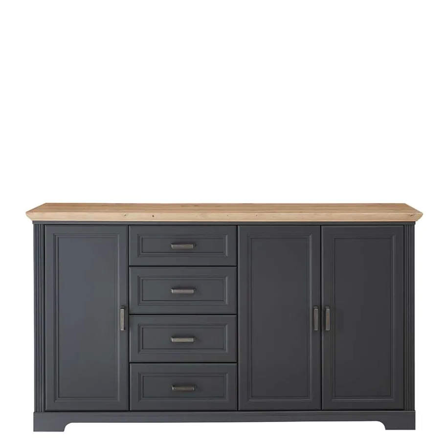 Outlet Wohnen Hohes Sideboard in Dunkelgrau & Eiche - Joe