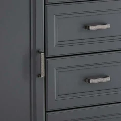Outlet Wohnen Hohes Sideboard in Dunkelgrau & Eiche - Joe