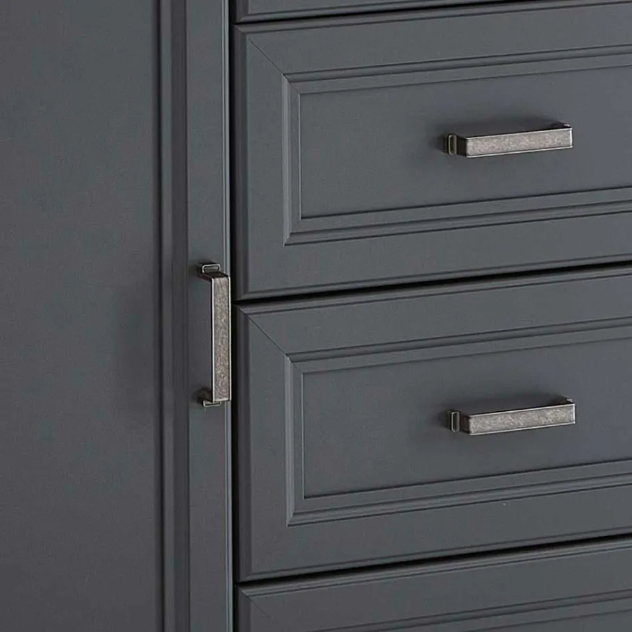 Outlet Wohnen Hohes Sideboard in Dunkelgrau & Eiche - Joe