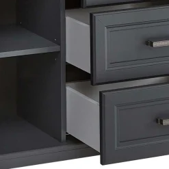 Outlet Wohnen Hohes Sideboard in Dunkelgrau & Eiche - Joe