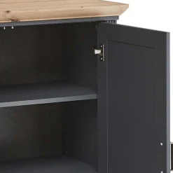 Outlet Wohnen Hohes Sideboard in Dunkelgrau & Eiche - Joe