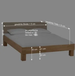 Outlet Wohnen Holz Bett mit Polsterkopfteil Zalto in Buche natur und Beige