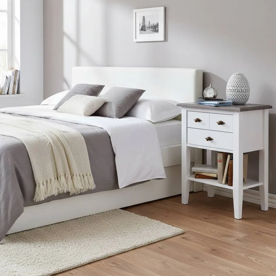 Discount Wohnen Holz Kommode Mirandesca in Weiß Grau