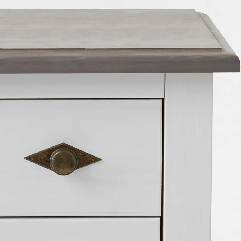 Discount Wohnen Holz Kommode Mirandesca in Weiß Grau