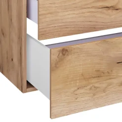 Best Wohnen Holzlook Bad mit Doppel-Waschtisch - Ursela (vierteilig)