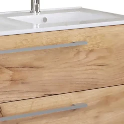 Best Wohnen Holzlook Bad mit Doppel-Waschtisch - Ursela (vierteilig)