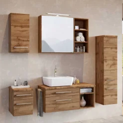 New Wohnen Holzoptik Badmöbel für die Wand - Userina (sechsteilig)