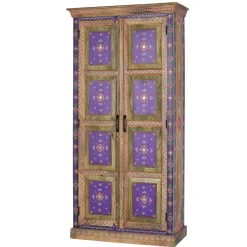 Outlet Wohnen Holzschrank mit farbstarken Ornamentmustern - Ammie
