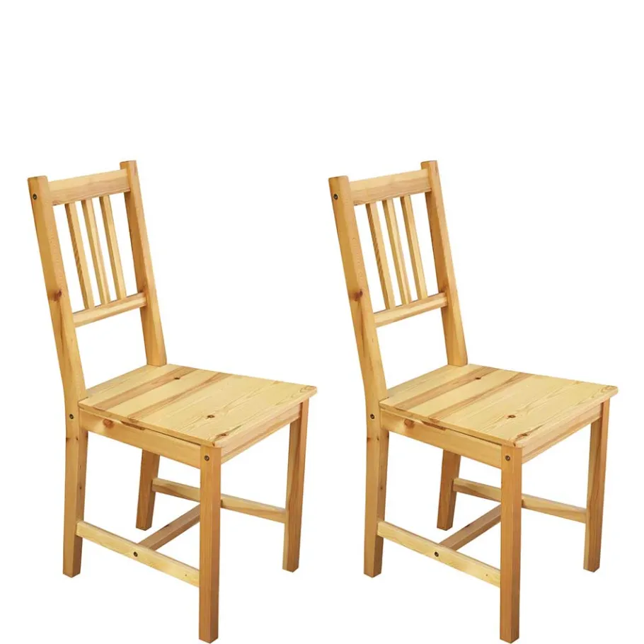 Outlet Wohnen Holzstühle aus Massivholz Kiefer - Memphis (2er Set)