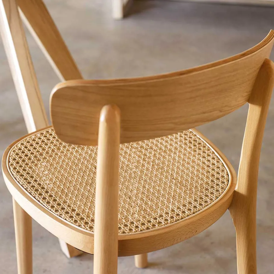 New Wohnen Holzstuhl mit Wiener Geflecht Sitz - Wheel (2er Set)