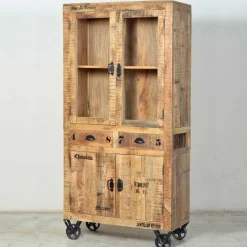 Discount Wohnen Holzvitrine Indri auf Rollen