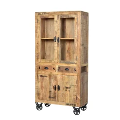 Discount Wohnen Holzvitrine Indri auf Rollen