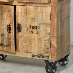 Discount Wohnen Holzvitrine Indri auf Rollen