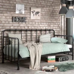 Hot Wohnen Industrial Bett in Schwarz Metall - Gionna