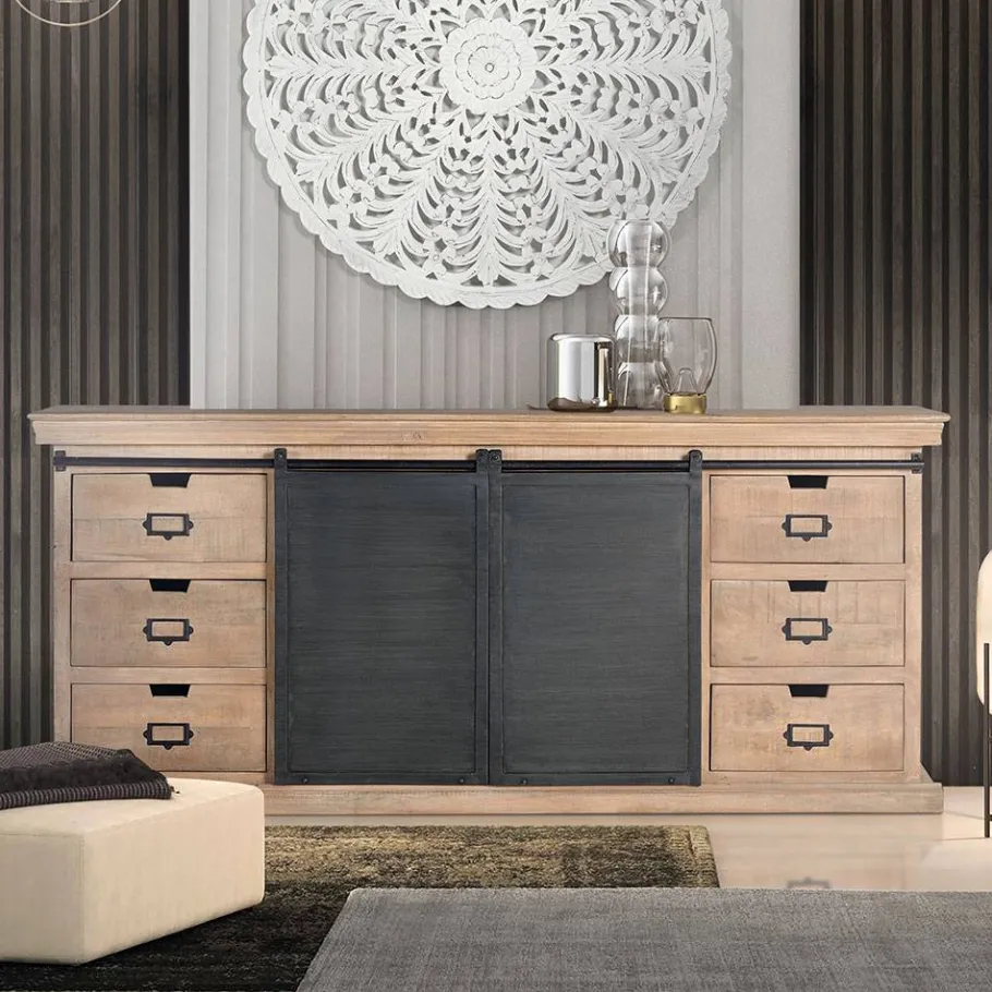 Online Wohnen Industrial Chic Sideboard mit Schiebetüren - Jantonia