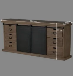 Online Wohnen Industrial Chic Sideboard mit Schiebetüren - Jantonia