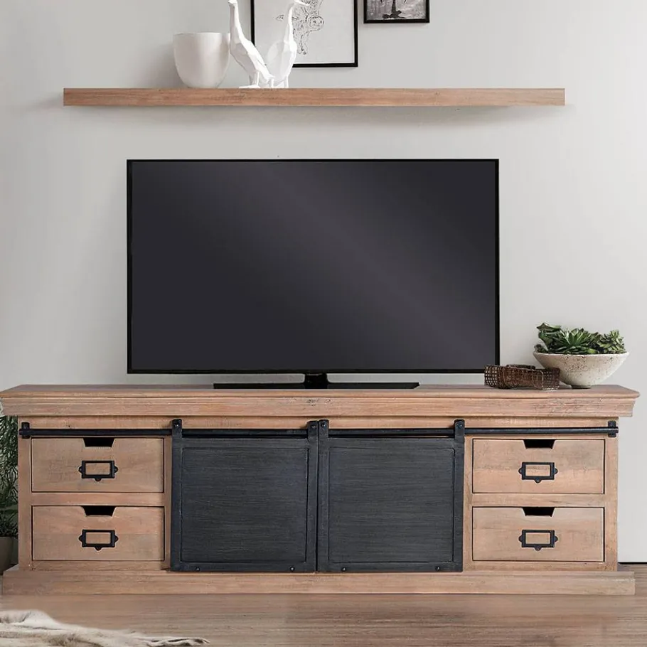 Online Wohnen Industrial Chic TV Lowboard mit Schiebetüren - Jantonia