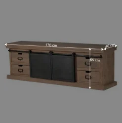 Online Wohnen Industrial Chic TV Lowboard mit Schiebetüren - Jantonia