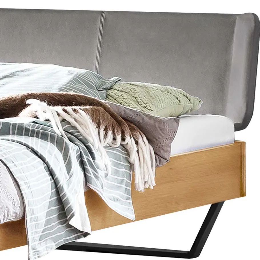 New Wohnen Industrial Designbett aus Eiche Hell geölt - Saye